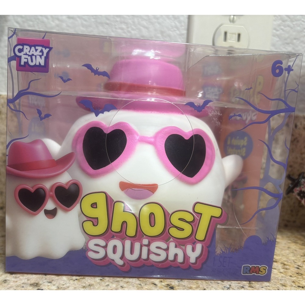 NEW Crazy Fun Ghost Squishy Pink Cowboy Hat Heart Sunglasses Stretchy Fidget Toy